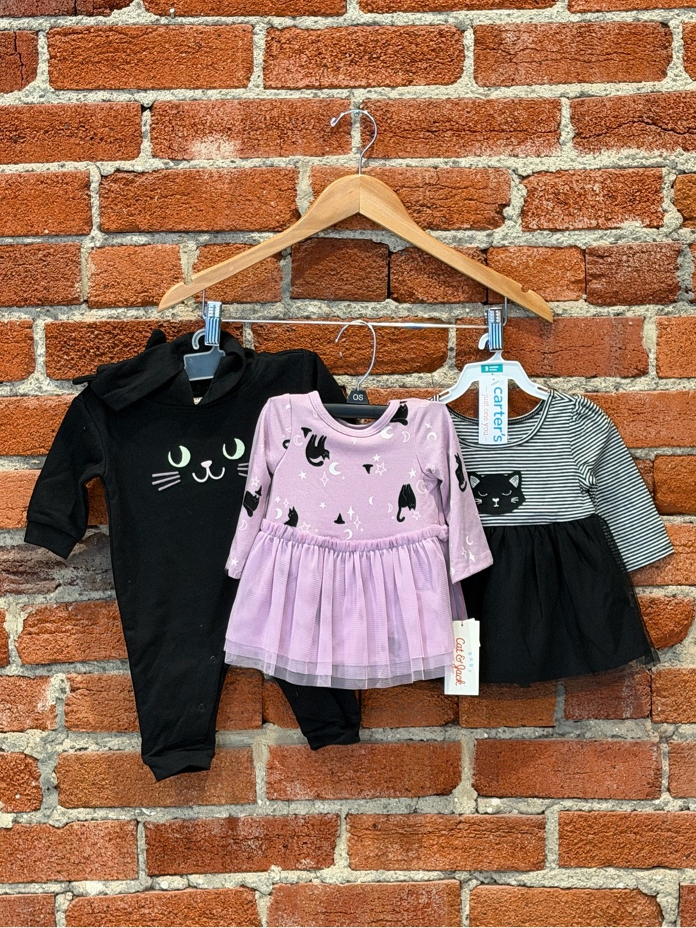 🖤💜 NWT Cat & Jack and Carter’s Baby Halloween Bundle - Romper & 2 Dresses 3M 💜🖤